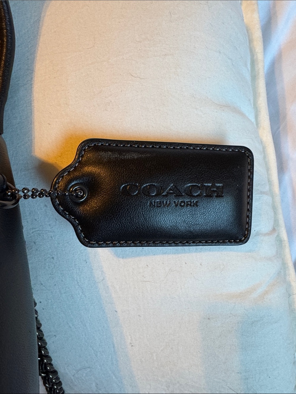 Coach Black Quilted Leather Shoulder Bag with Gunmetal Chain - Picture 6 of 8